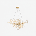 Ginkgo Leaf Chandelier for Dining Room & Living Room – Brass Sculptural LED Statement Chandelier, Modern Foyer & Stairwell Ceiling Light