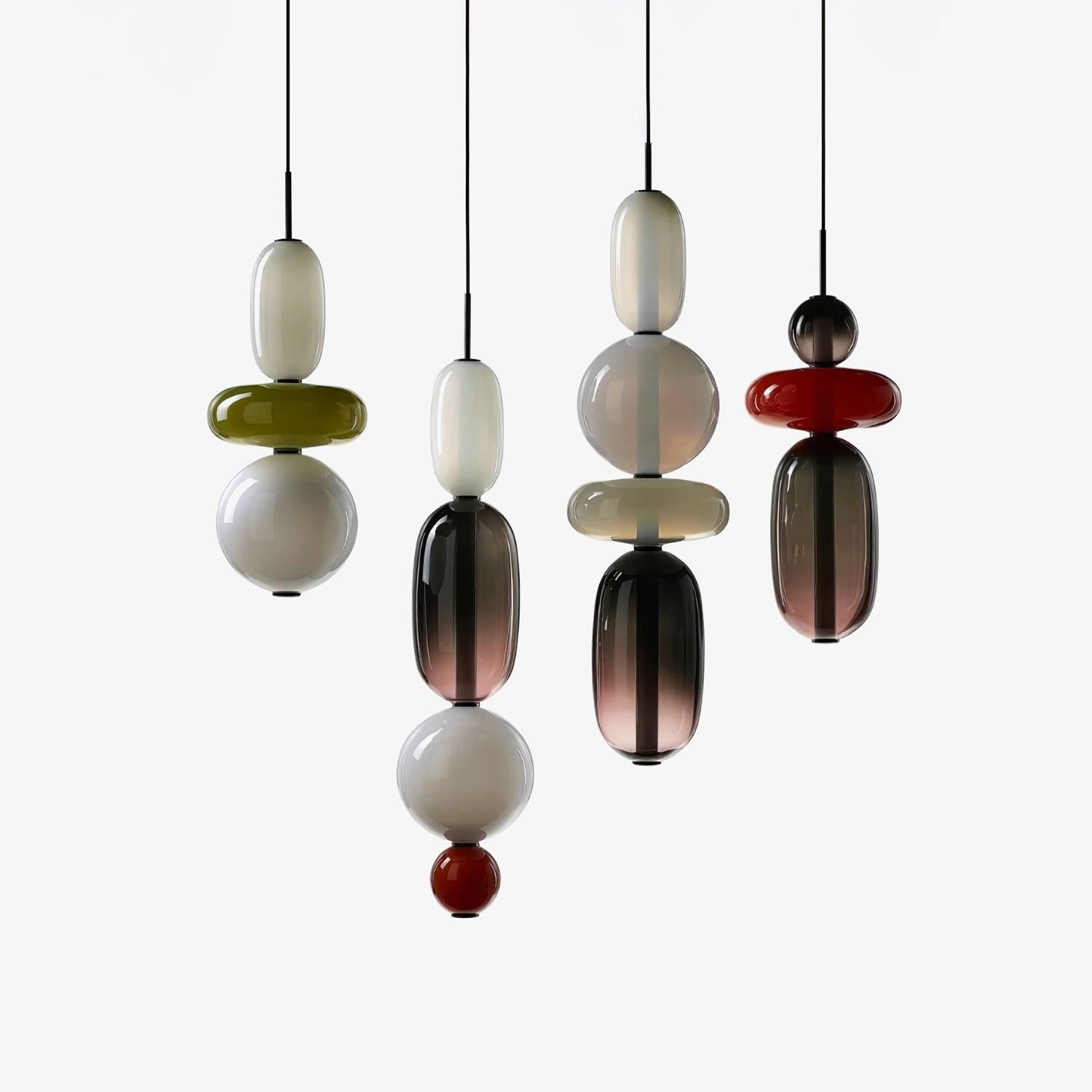 Glass Pendant Light for Kitchen Island & Dining Room – Tinted Jewel Shade LED Ceiling Light, Modern Living Room Hanging Pendant