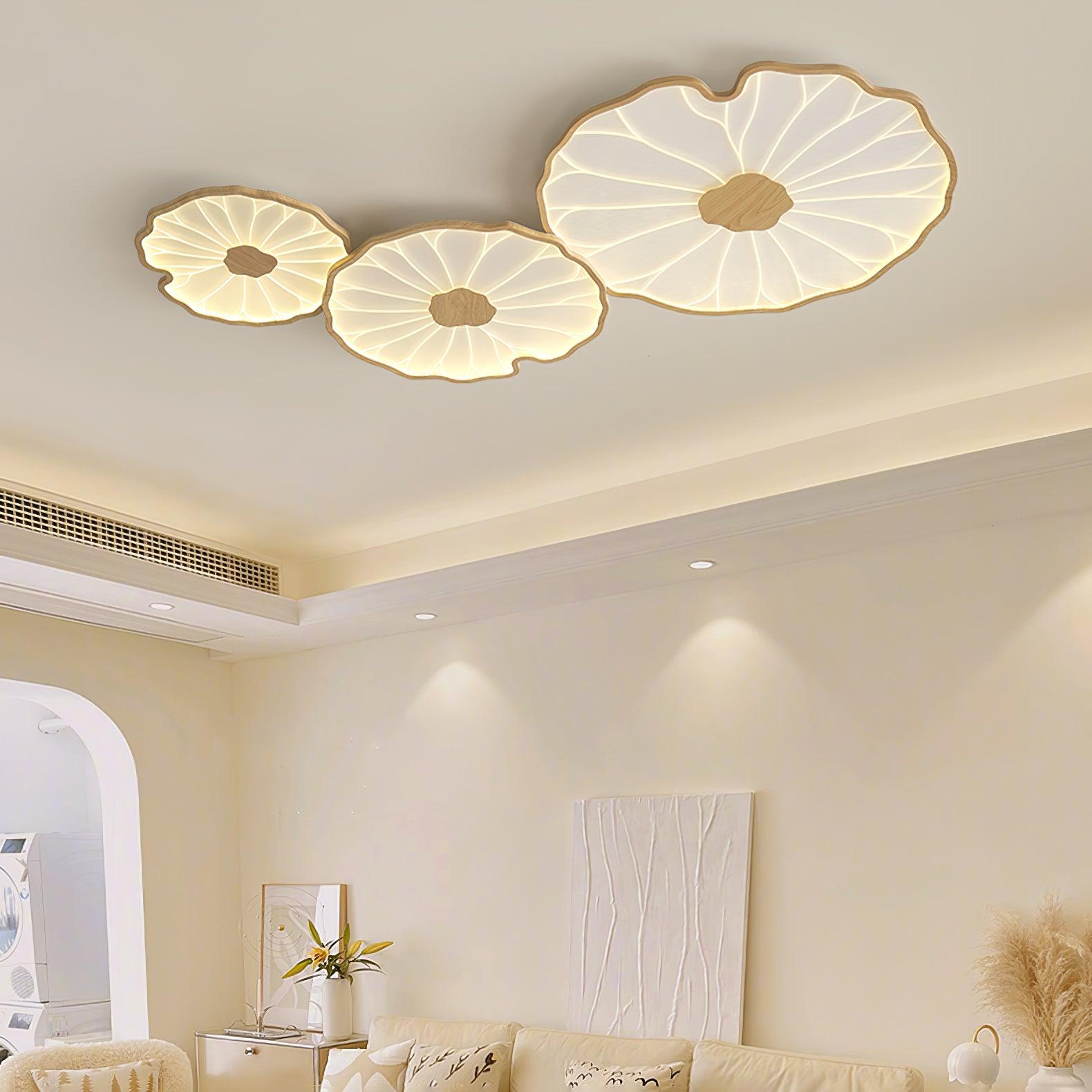 Lotus Leaf Ceiling Light for Bedroom & Living Room – Layered Sculptural LED Flush Mount, Modern Organic Dining & Entryway Fixture
