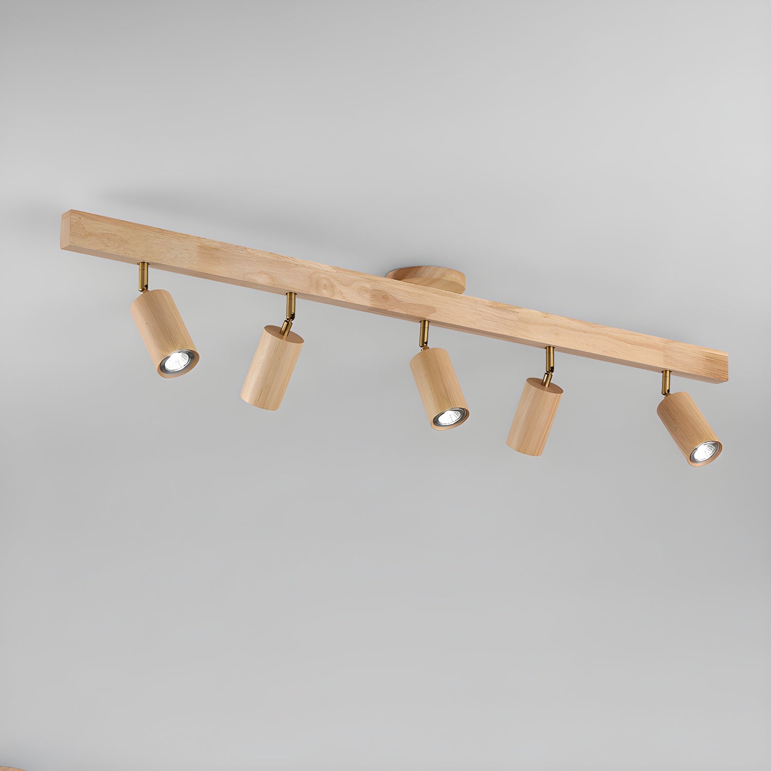 Wood Track Spotlight Ceiling Light for Kitchen & Hallway – Adjustable LED Spotlight Bar, Walnut Dimmable Modern Gallery Accent Light