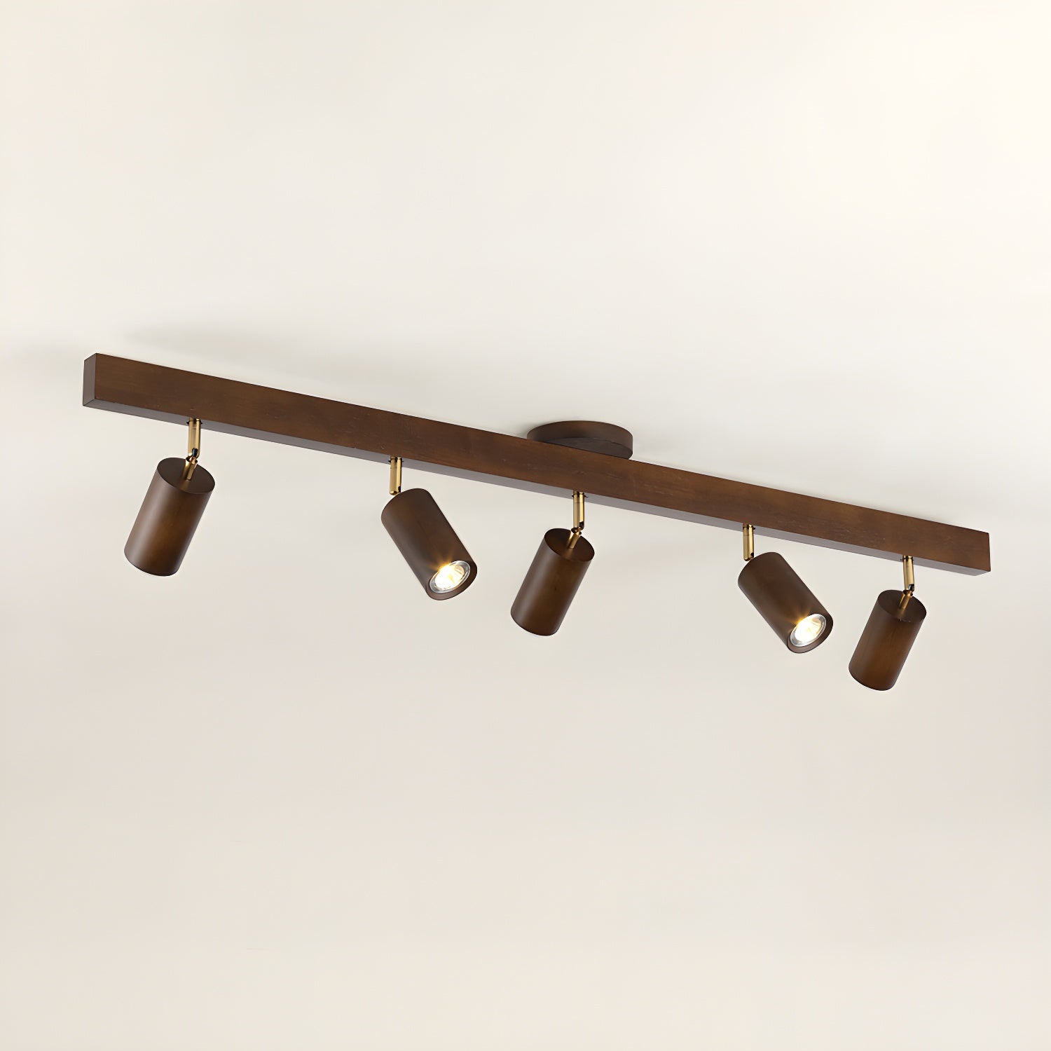 Wood Track Spotlight Ceiling Light for Kitchen & Hallway – Adjustable LED Spotlight Bar, Walnut Dimmable Modern Gallery Accent Light