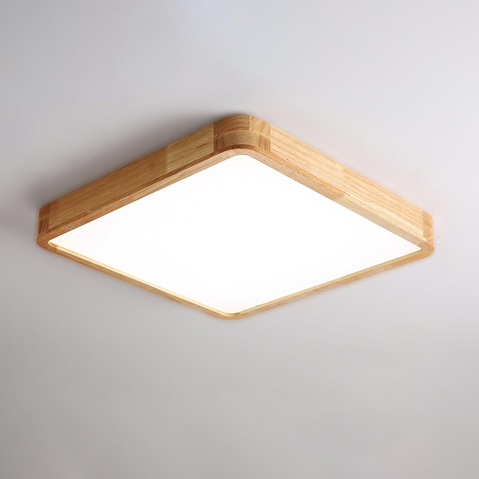 Wood Ceiling Light for Bedroom & Living Room – Geometric LED Flush Mount, Scandinavian Modern Hallway & Kitchen Ceiling Fixture