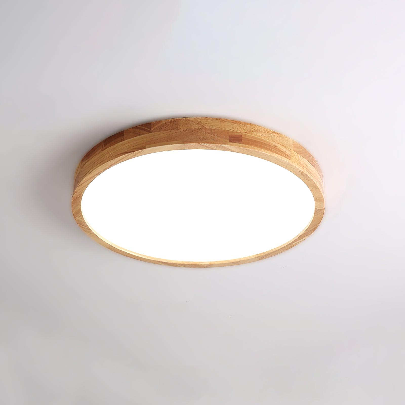 Wood Ceiling Light for Bedroom & Living Room – Geometric LED Flush Mount, Scandinavian Modern Hallway & Kitchen Ceiling Fixture